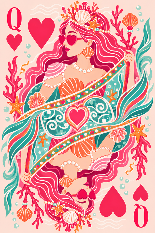 Coral Queen of Hearts- Diamond Art Kit (40x60cm, Square Drill)
