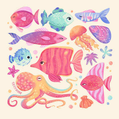 Coral Reef by Daria.illus – Diamond Art Kit (50x50cm, Square Drill)