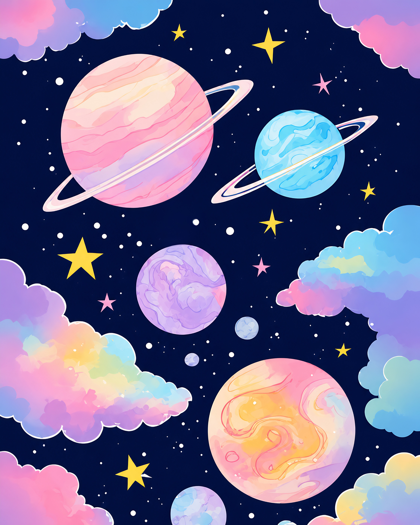 Cosmic Cotton Candy- Diamond Art Kit (40x50cm, 100% Whimsy Dust Square Drill)