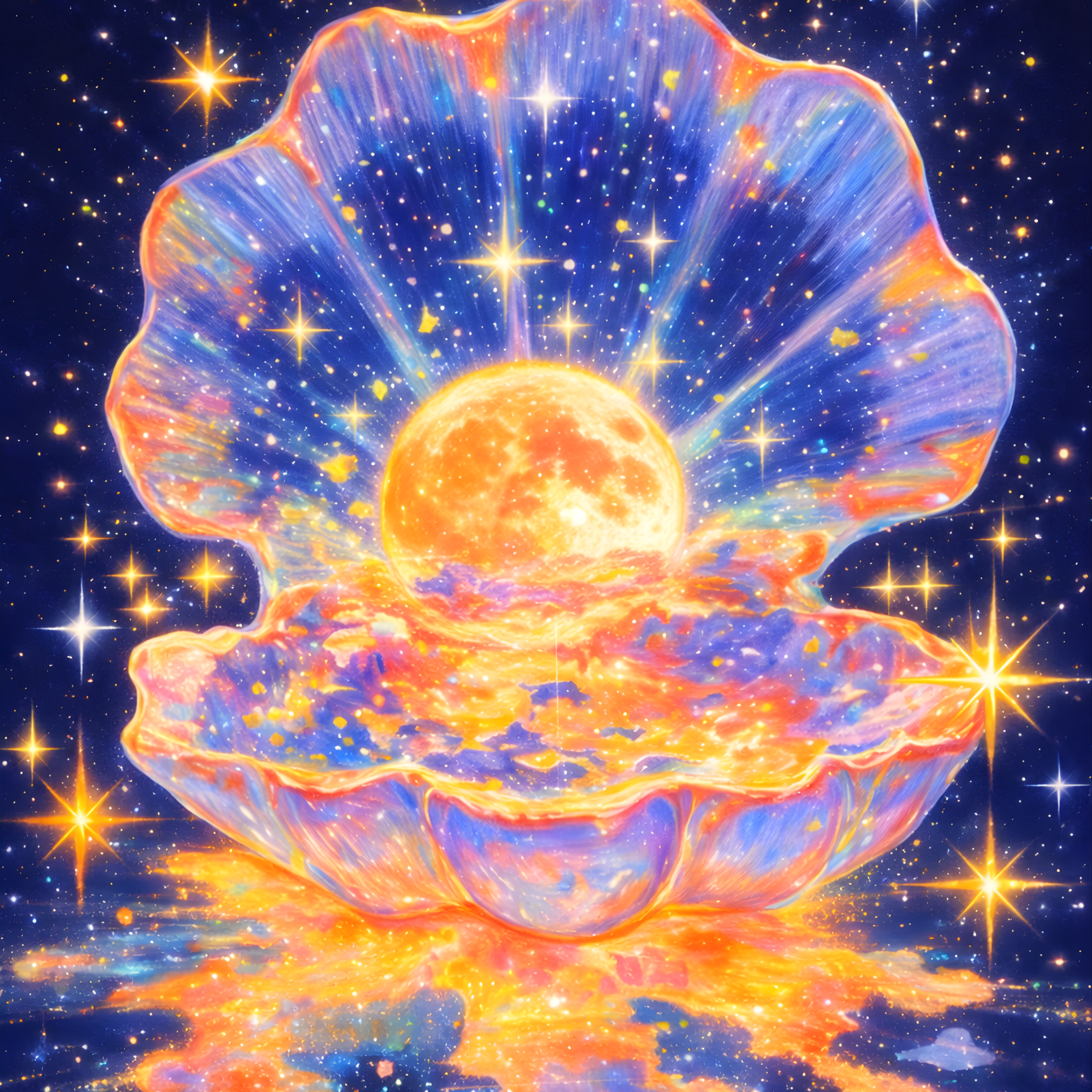 Cosmic Pearl- Diamond Art Kit (40x60cm, Round Drill)