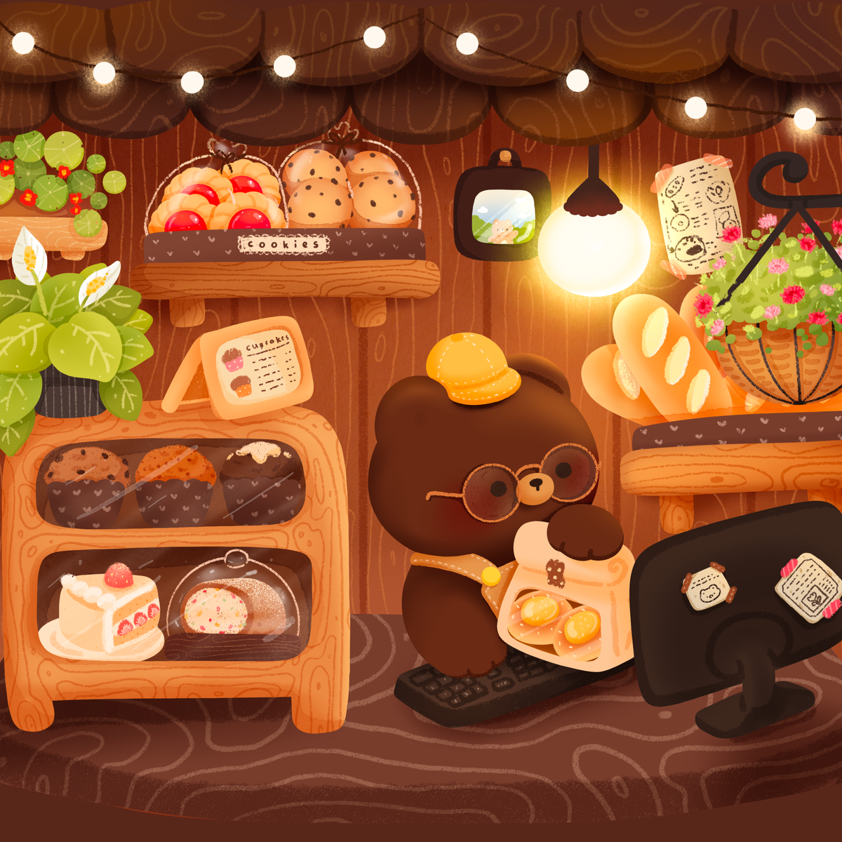 Cozy Bear Café by CraaftyQueen – Diamond Art Kit (40x40cm Square Drill) Hand Rendered
