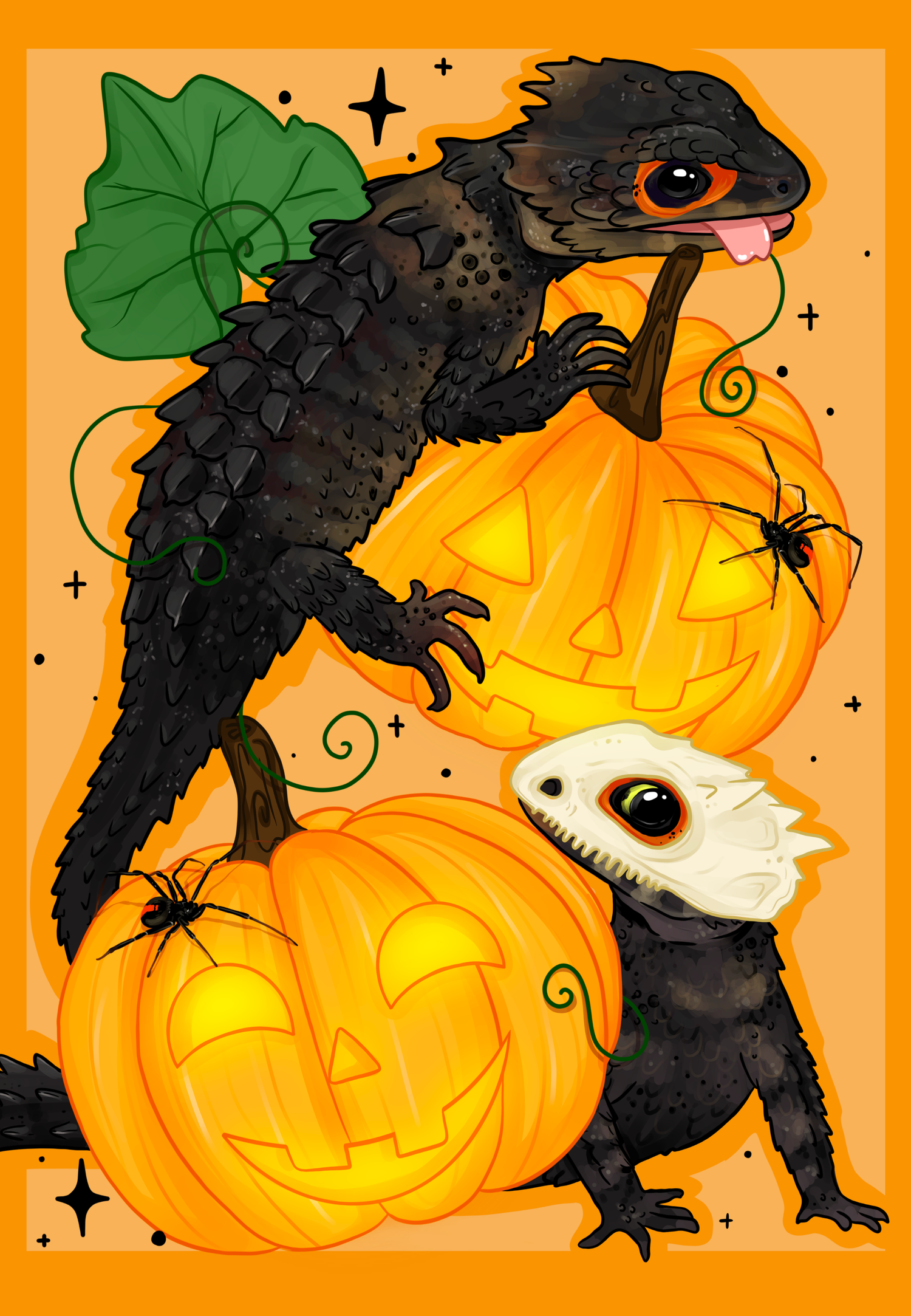 Crocodile Skink Pumpkin Patch by Angelxbeans- Diamond Art Kit (45x65cm, Square Drill)