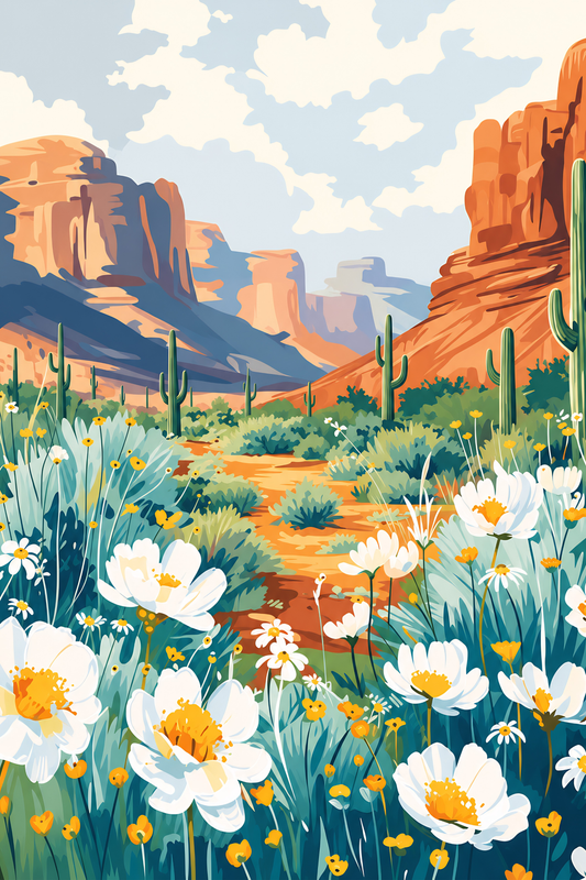 Daisies in the Desert- Diamond Art Kit (40x60cm, Square Drill)