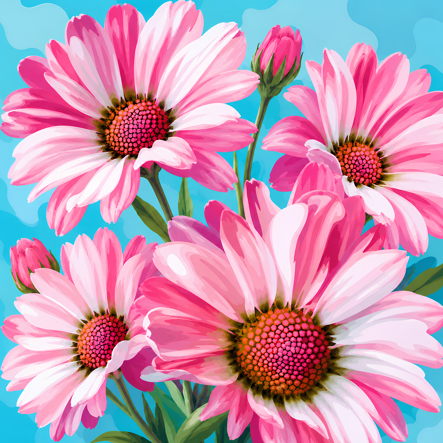 Daisy Pop Garden- Diamond Art Kit (40x40cm, Square Drill)