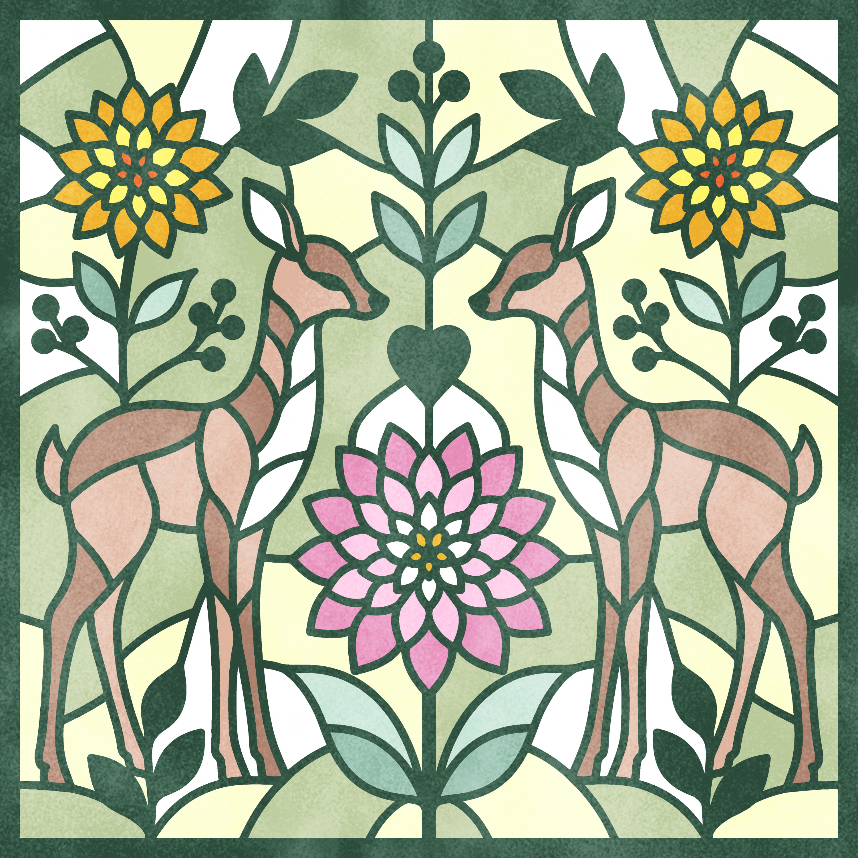 Deer & Dahlia by Textile Bakery – Diamond Art Kit (40x40cm)