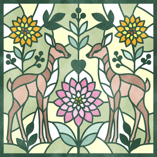 Deer & Dahlia by Textile Bakery – Diamond Art Kit (40x40cm)