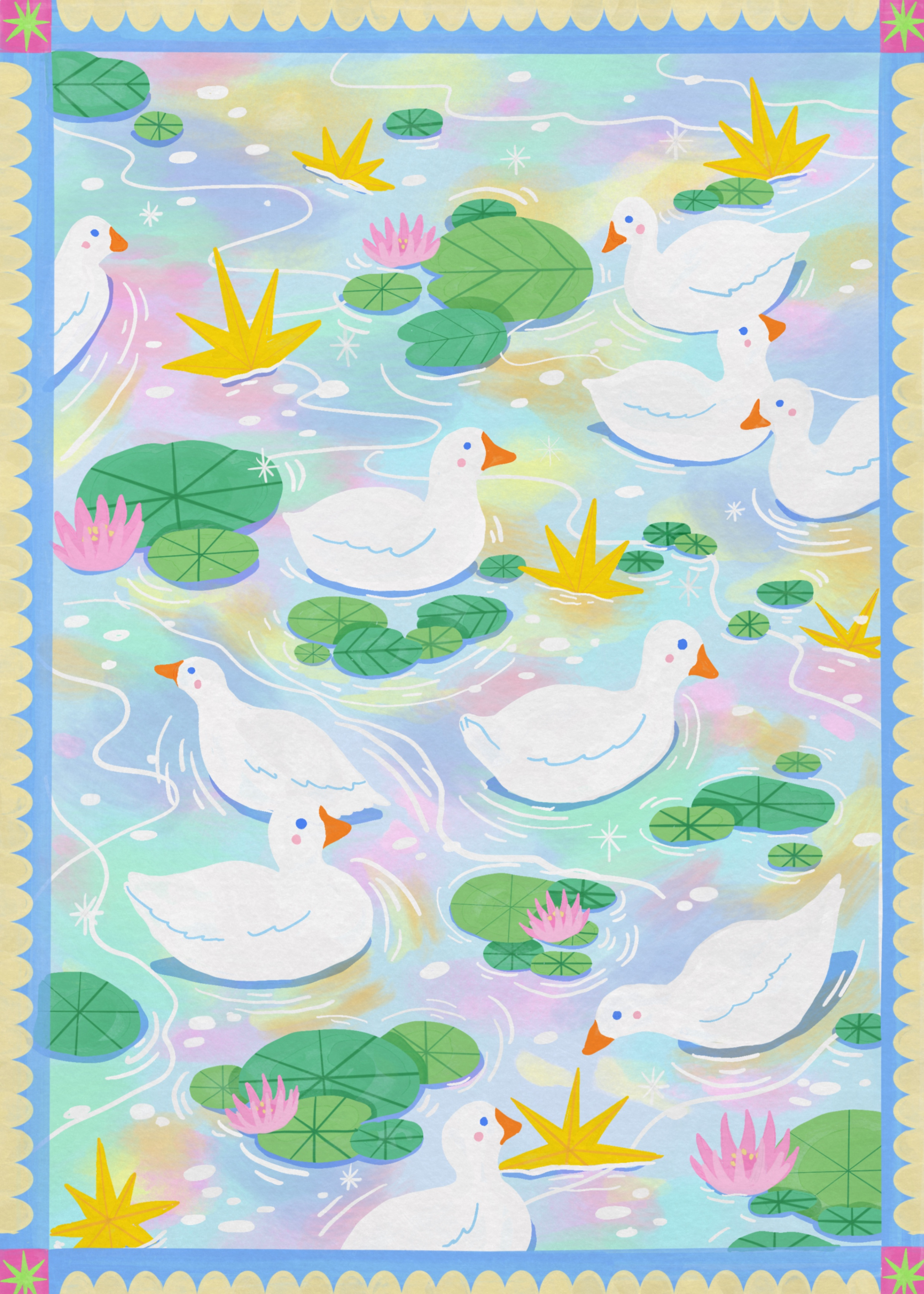 Ducks & Lily Pads by Ziyi Studio- Diamond Art Kit (50x70cm)