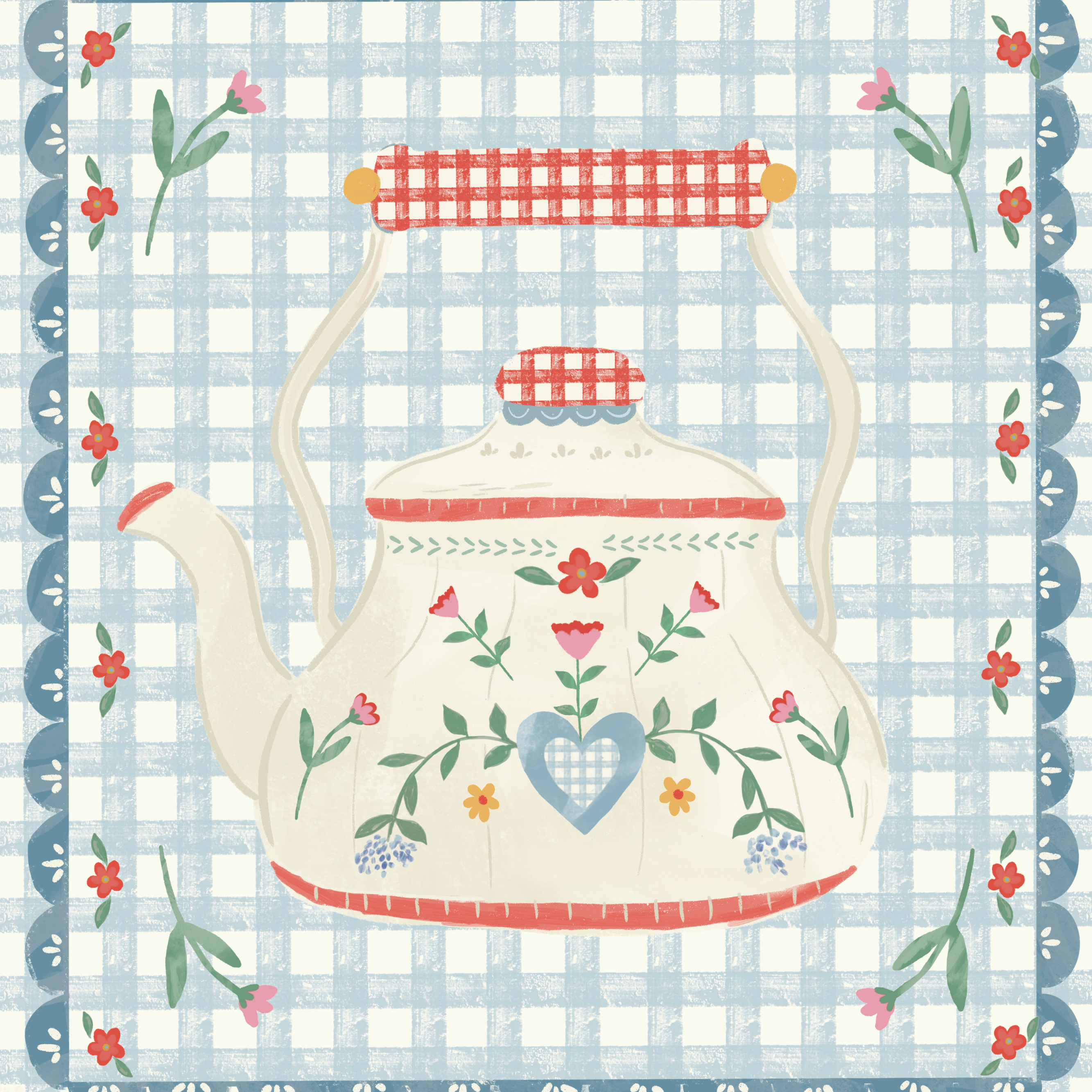 Farmhouse Kettle by Rose Halsey- Diamond Art Kit (40x45cm, Square Drill) Hand Rendered