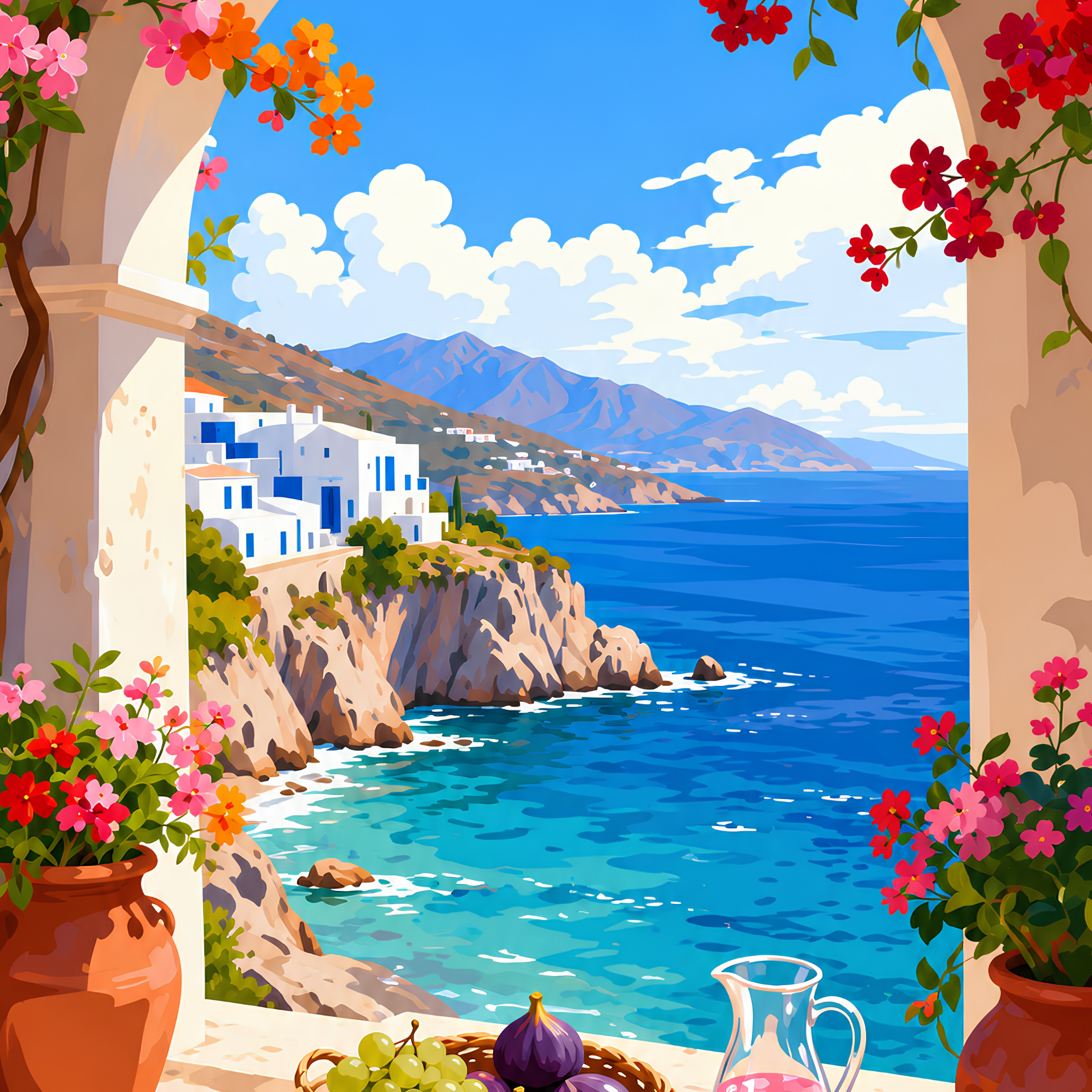 Fig & Sea Breeze- Diamond Art Kit (40x60cm, Round Drill)