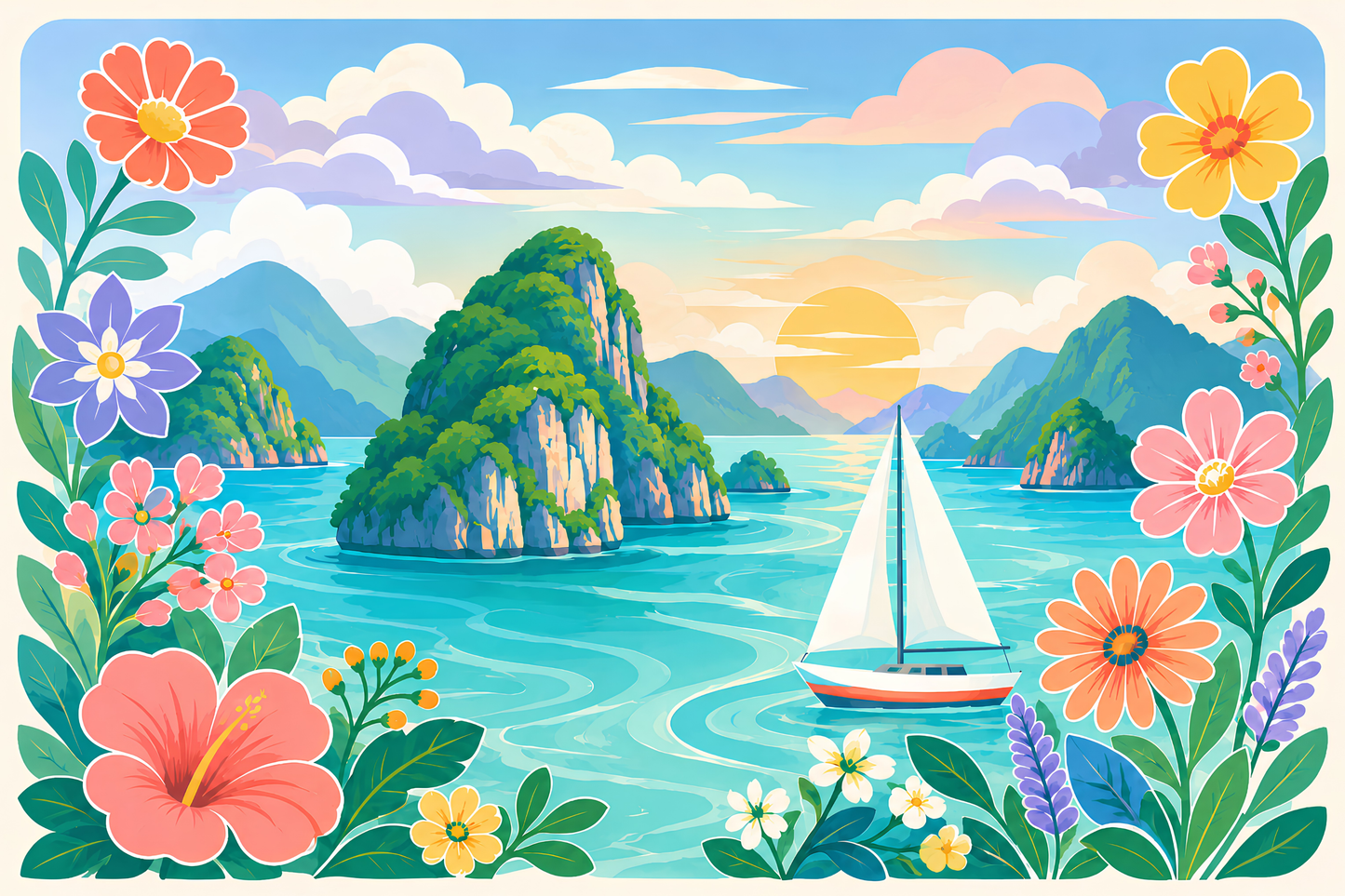 Floral Lagoon- Diamond Art Kit (60x40cm, Square Drill)