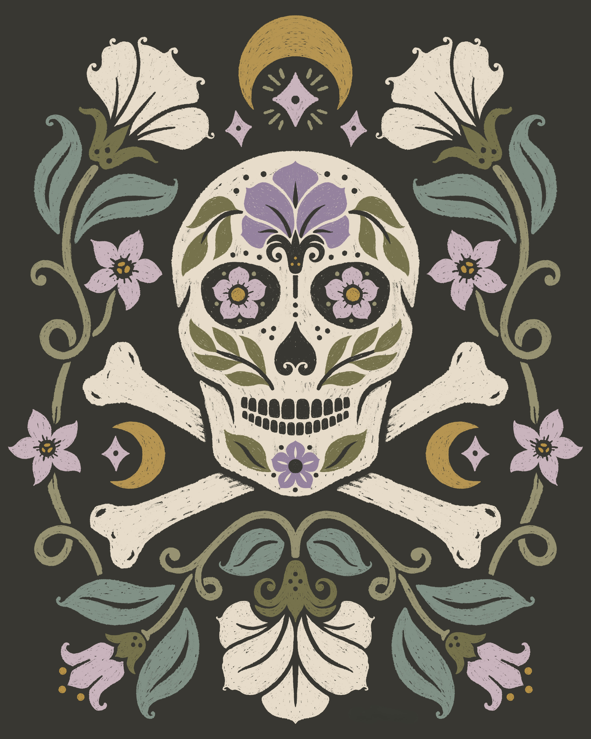Floral Moon Skull by Carey Copeland – Diamond Art Kit (40x50cm)