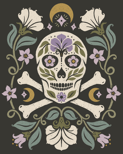 Floral Moon Skull by Carey Copeland – Diamond Art Kit (40x50cm)