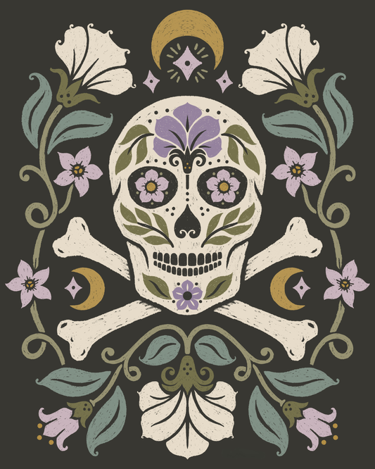 Floral Moon Skull by Carey Copeland – Diamond Art Kit (40x50cm)