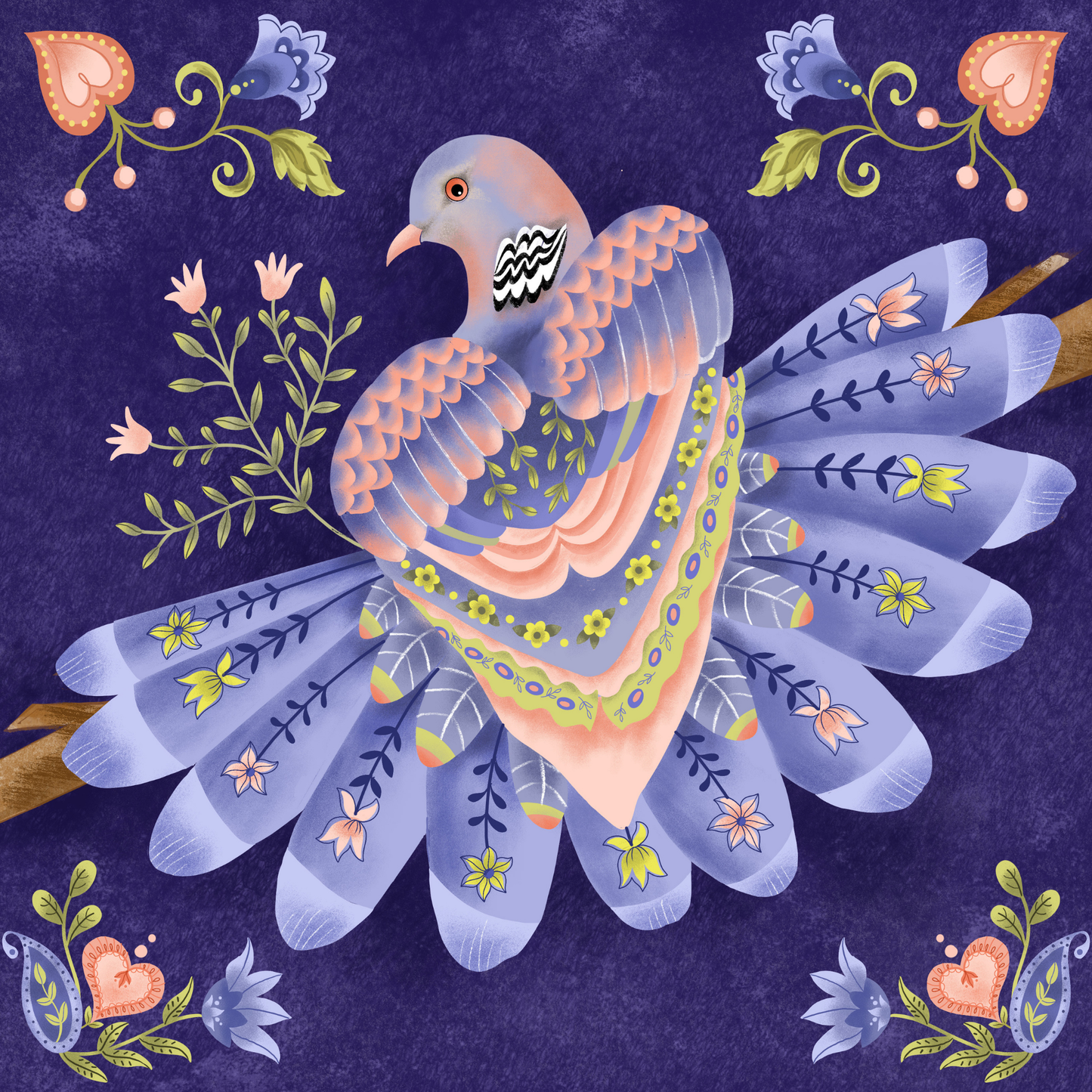 Floral Peace Dove by Lisa Powell Braun – Diamond Art Kit (50x50cm)