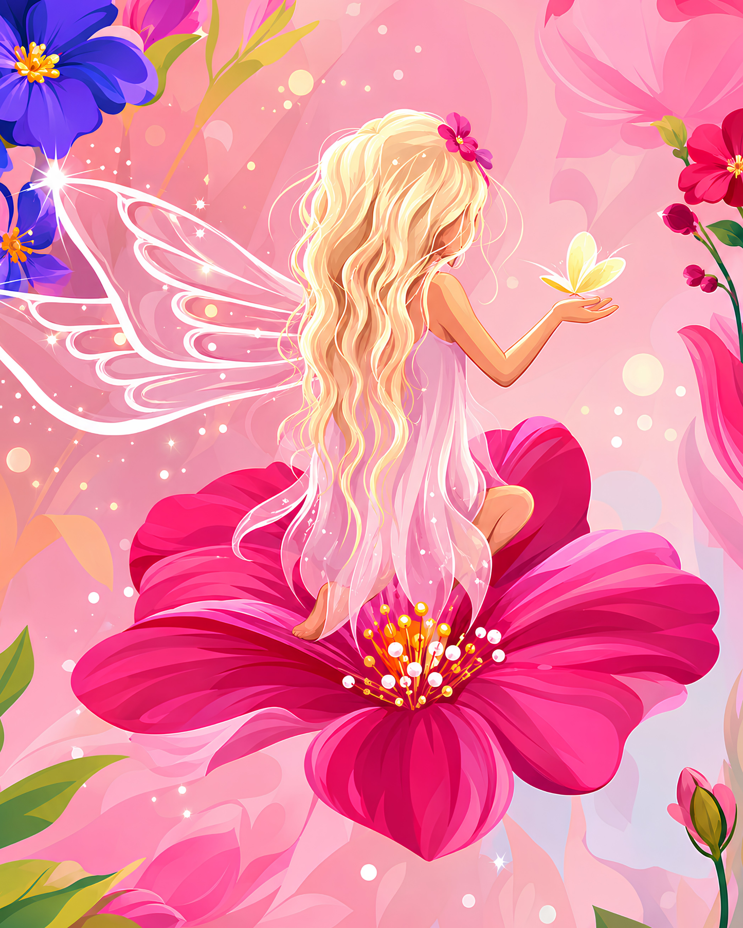 Flowerlight Fairy- Diamond Art Kit (40x50cm, Square Drill)