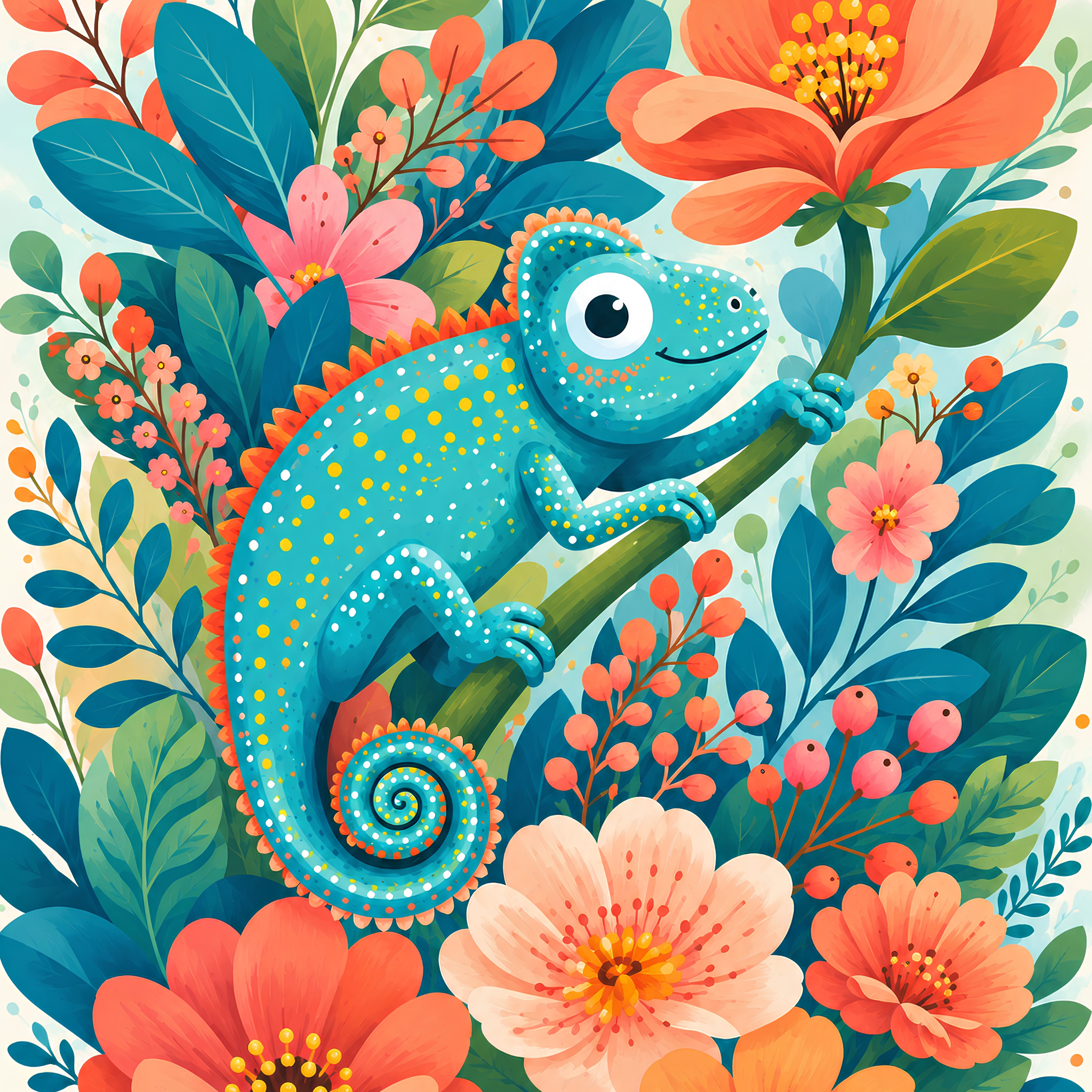 Garden Chameleon– Diamond Art Kit (50x60cm, Square Drill)