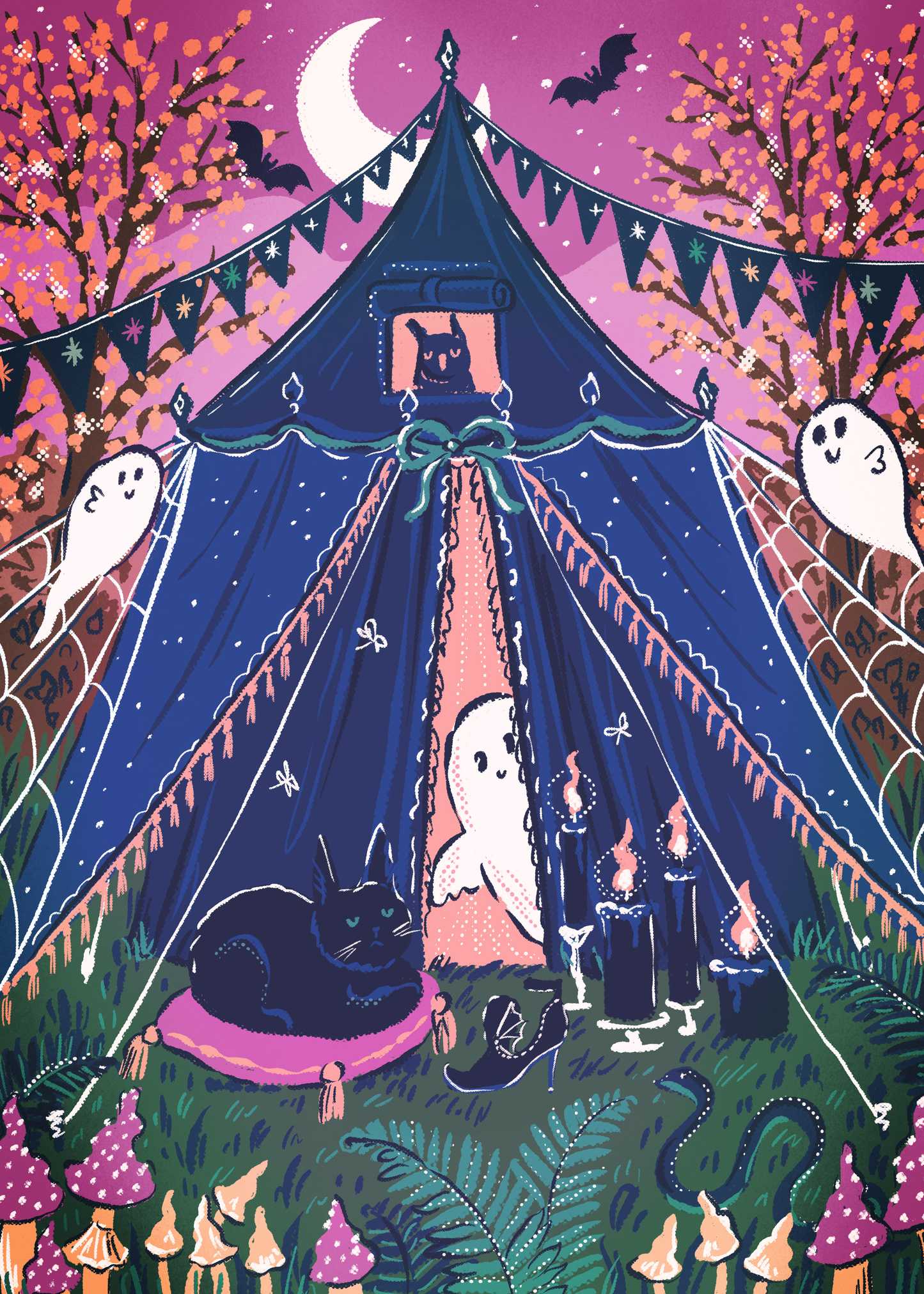 Ghostly Glamping by Hanna Symo- Diamond Art Kit (50x70cm, Square Drill)