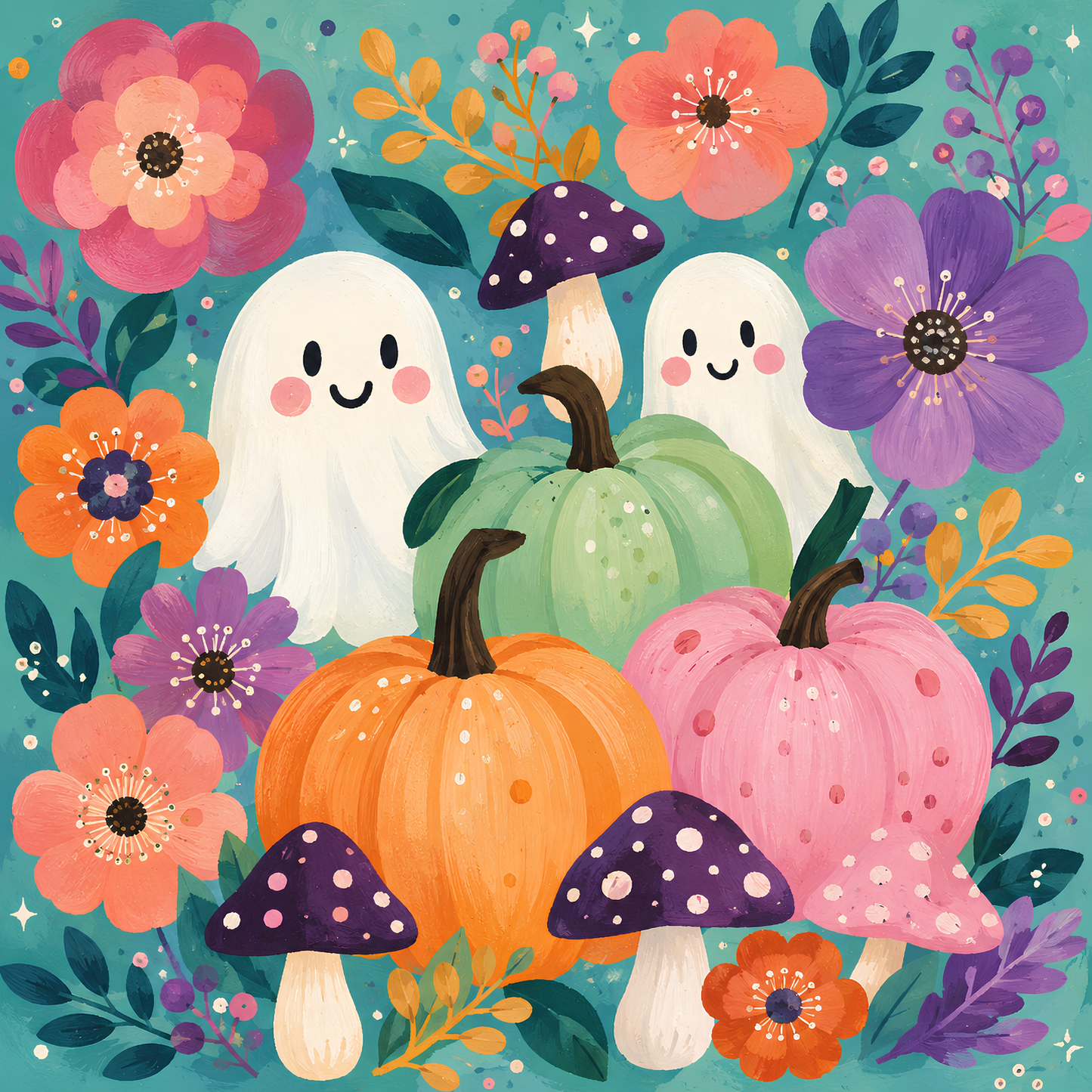 Ghostly Garden Gathering- Diamond Art Kit (50x50cm, Square Drill)