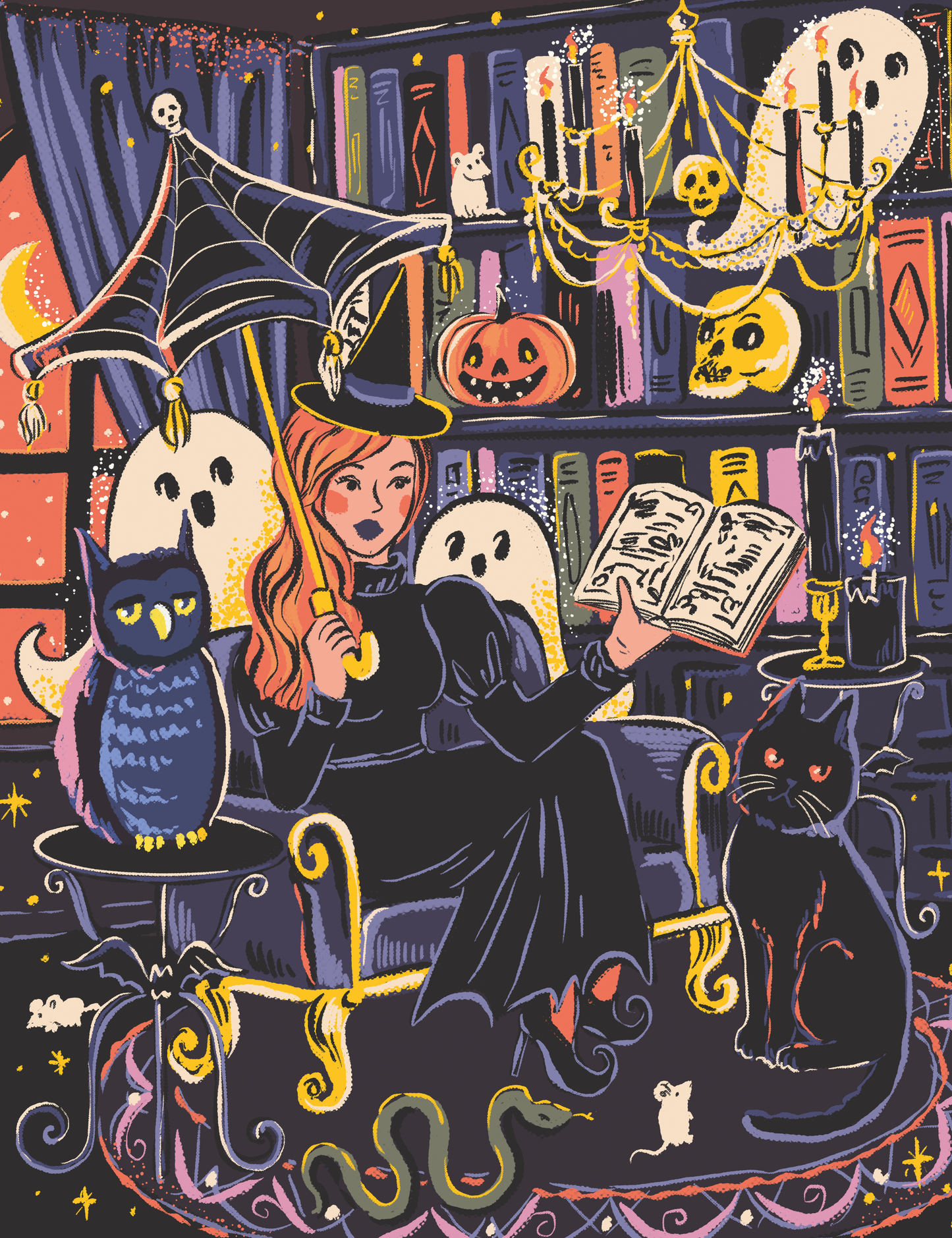 Ghosts Just Want to Read by Hanna Symo- Diamond Art Kit (50x65cm, Square Drill)