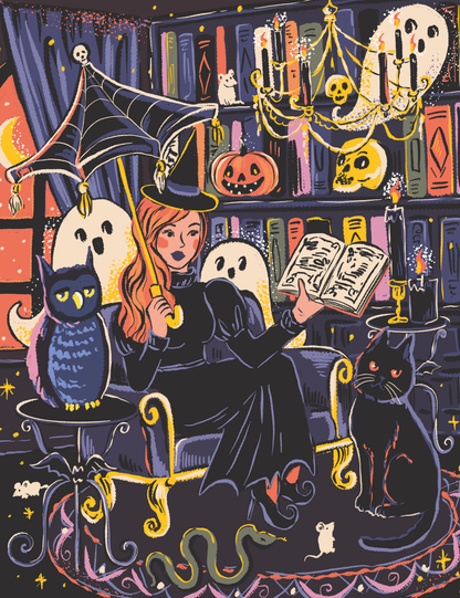 Ghosts Just Want to Read by Hanna Symo- Diamond Art Kit (50x65cm, Square Drill)