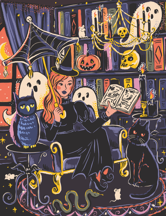 Ghosts Just Want to Read by Hanna Symo- Diamond Art Kit (50x65cm, Square Drill)