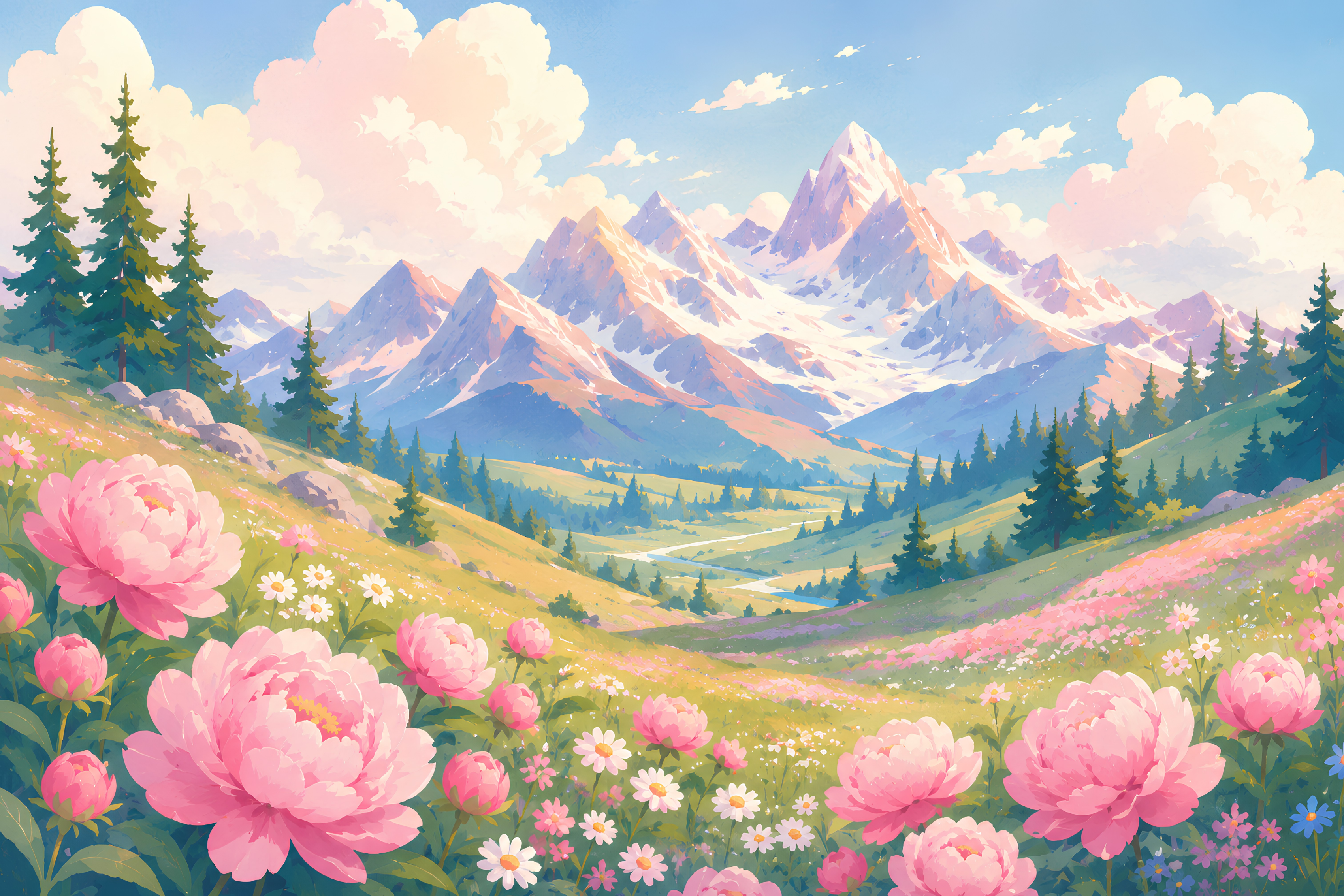 Glimmer Peaks- Diamond Art Kit (60x40cm, 100% Whimsy Dust Square Drill)