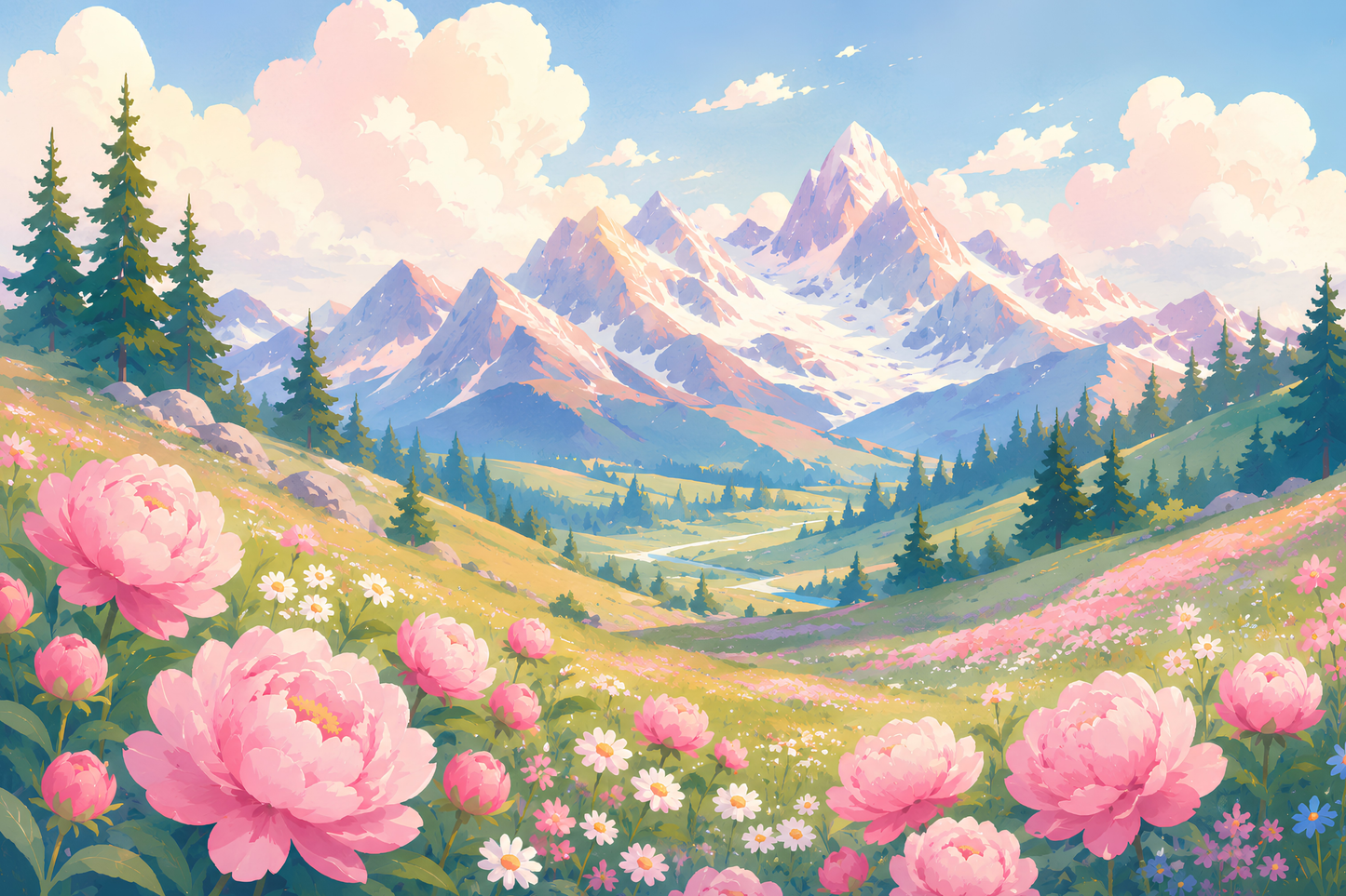 Glimmer Peaks- Diamond Art Kit (60x40cm, 100% Whimsy Dust Square Drill)