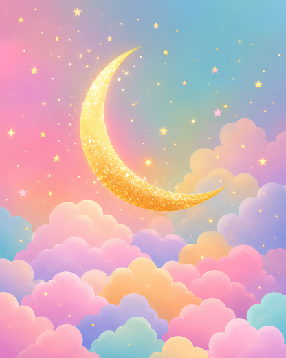 Glitter Moon Dreams- Diamond Art Kit (40x50cm, 100% Whimsy Dust Square Drill)