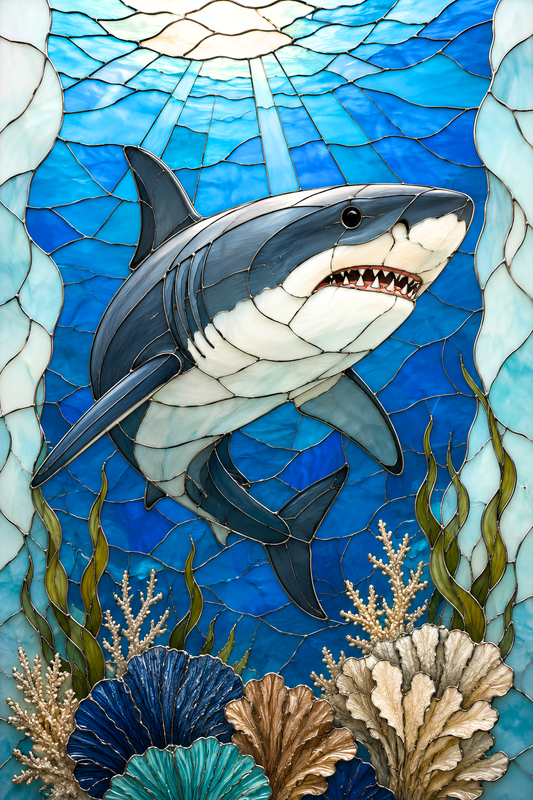 Great White Sharklight- Diamond Art Kit (40x60cm, Square Drill)
