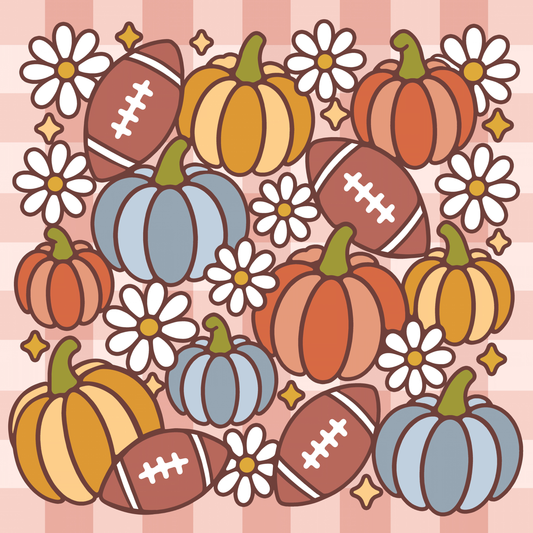 Groovy Fall Football by Textile Bakery – Diamond Art Kit (40x40cm)