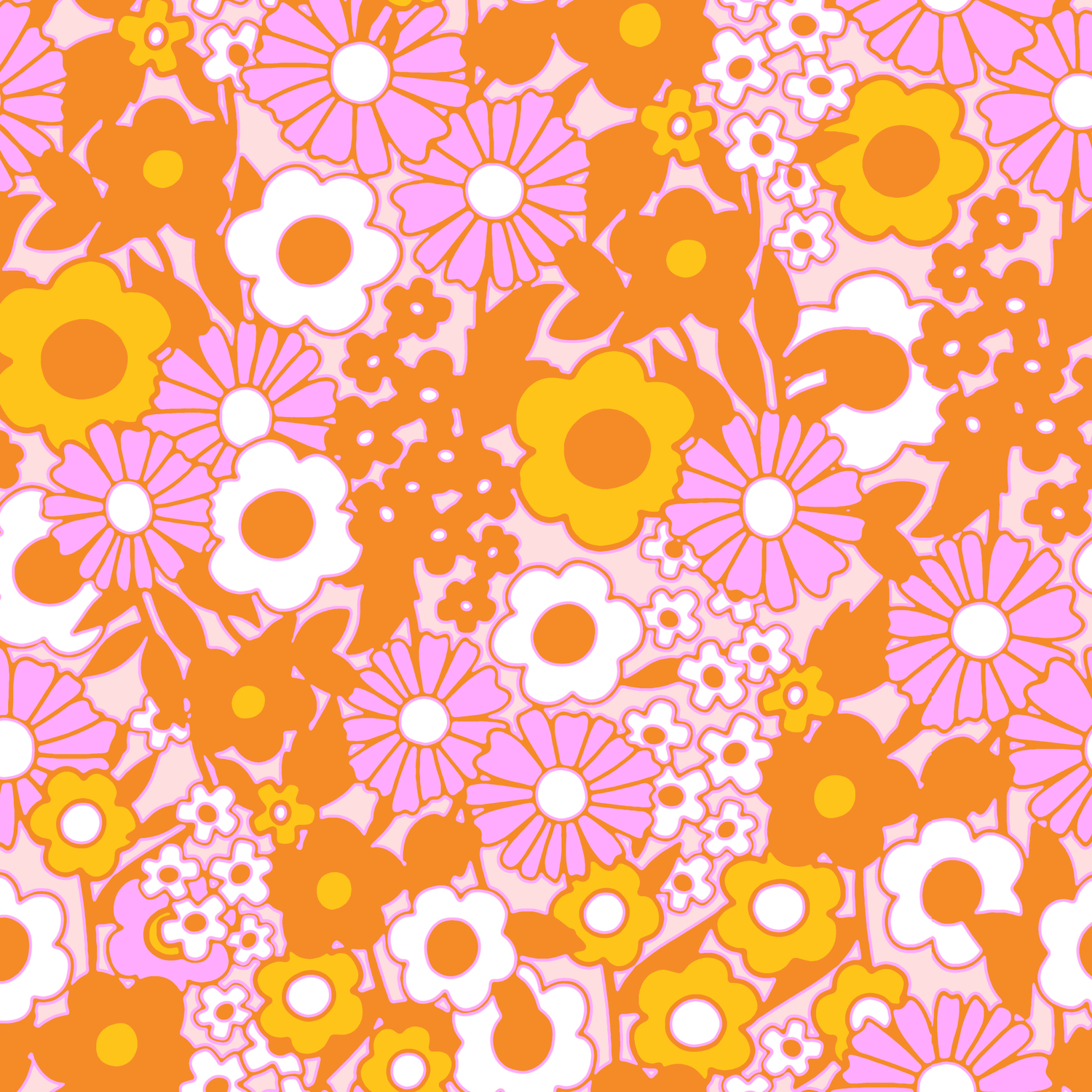 Groovy Flowers by Textile Bakery – Diamond Art Kit (40x40cm, Square Drill)