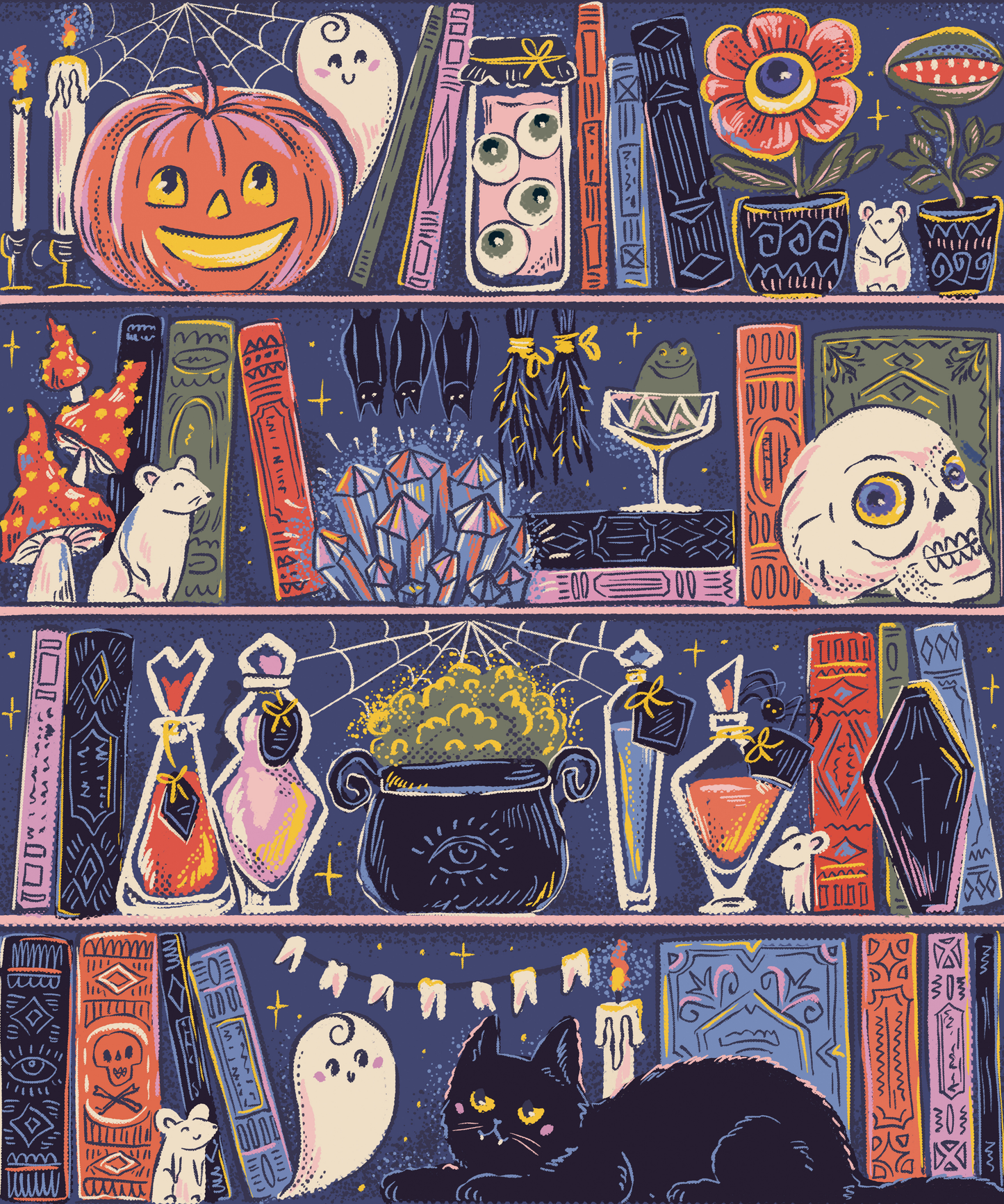 Halloween Shelfie by Hanna Symo- Diamond Art Kit (50x60cm, Square Drill)