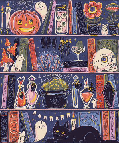 Halloween Shelfie by Hanna Symo- Diamond Art Kit (50x60cm, Square Drill)
