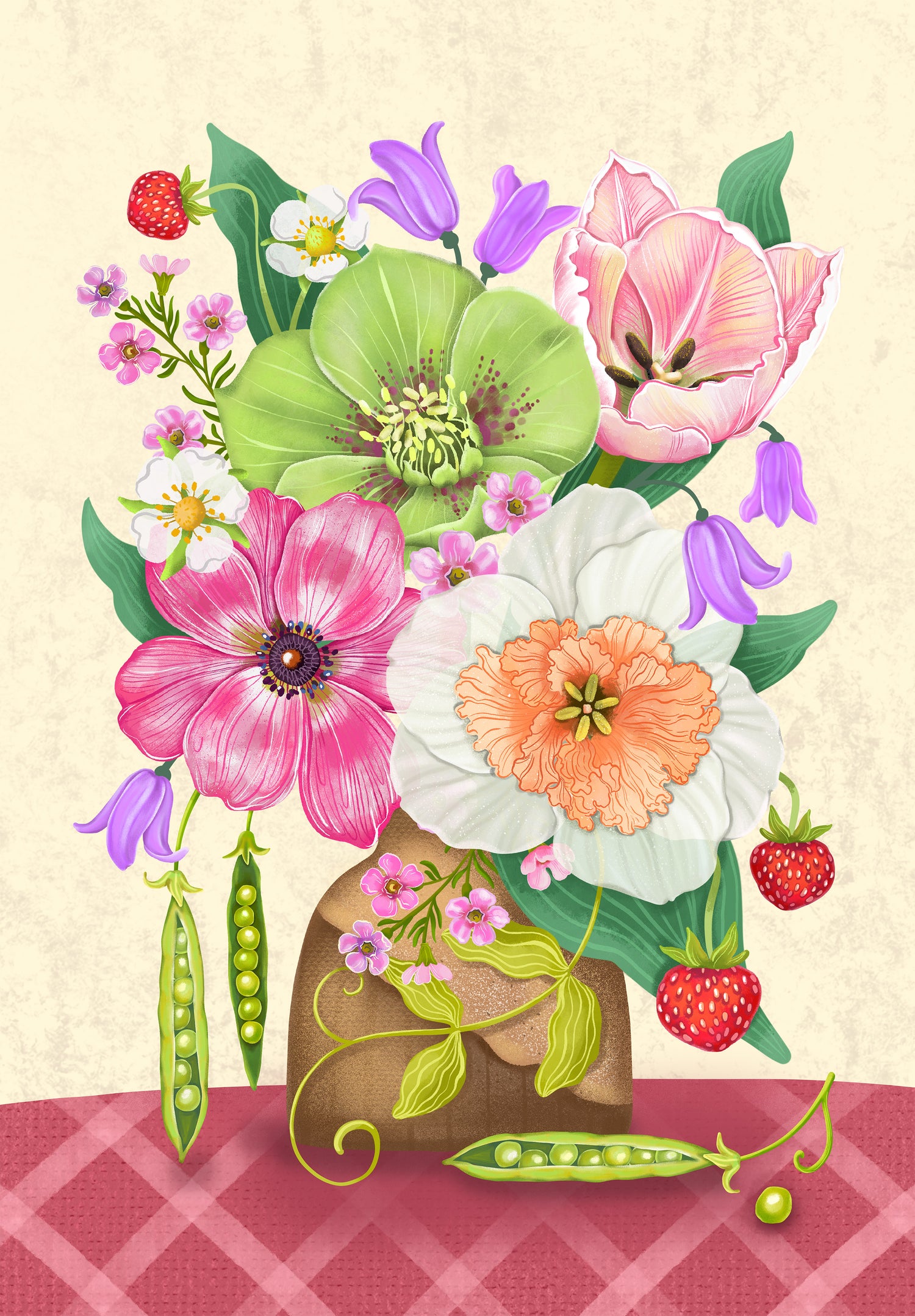 Happy Garden Flowers by Olga Akbarova – Diamond Art Kit (50x70cm, Square Drill)