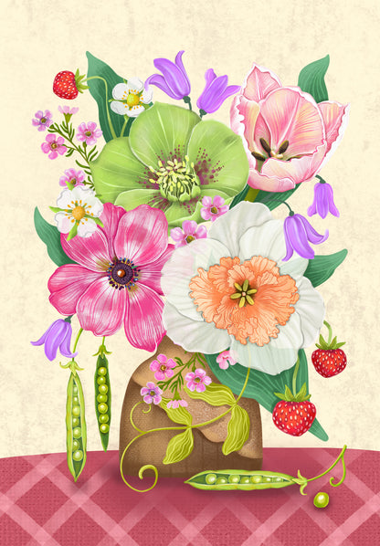 Happy Garden Flowers by Olga Akbarova – Diamond Art Kit (50x70cm, Square Drill)