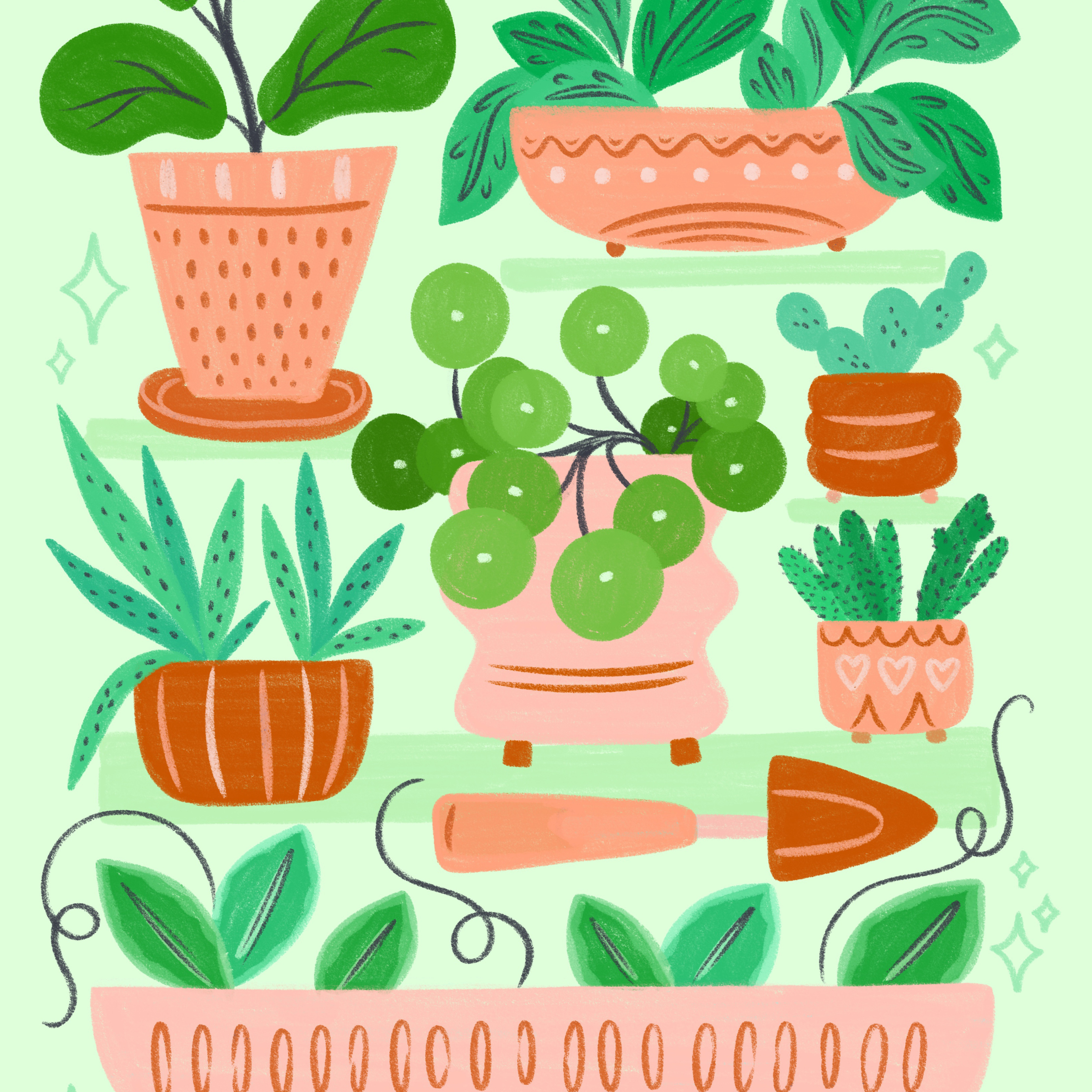 Happy Houseplants by Molly Marie Pea- Diamond Art Kit (40x50cm)
