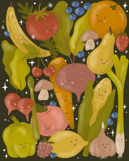 Happy Veggies by Almo Studio– Diamond Art Kit (40x50cm Round Drill) Hand Rendered