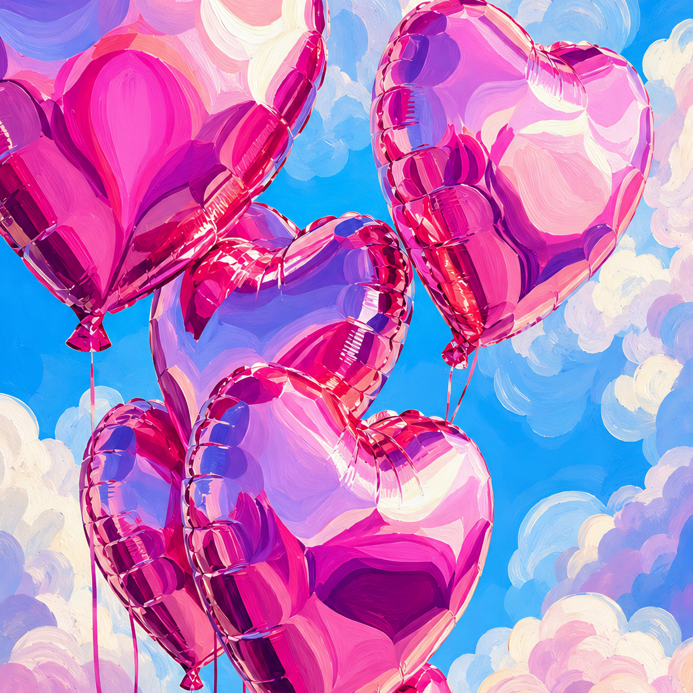 Hearts in the Clouds- Diamond Art Kit (40x60cm, Square Drill)