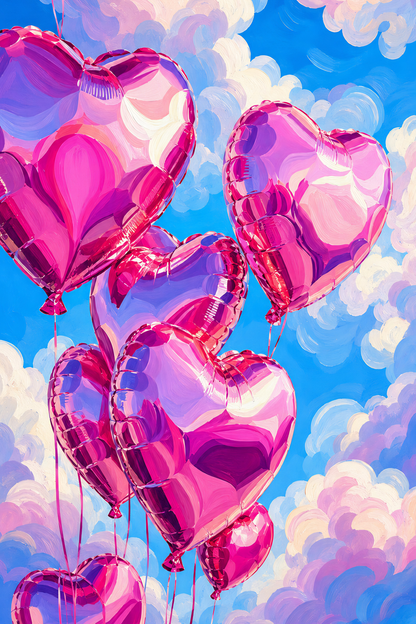 Hearts in the Clouds- Diamond Art Kit (40x60cm, Square Drill)