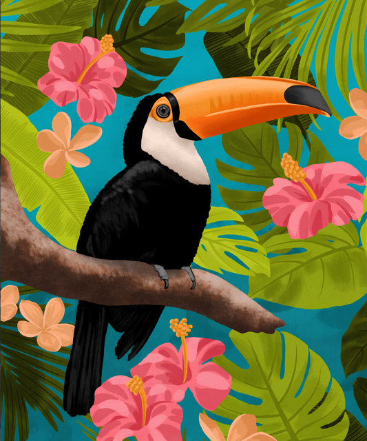 Hibiscus Toucan by Lisa D Art Designs – Diamond Art Kit (50x60cm, Square Drill)