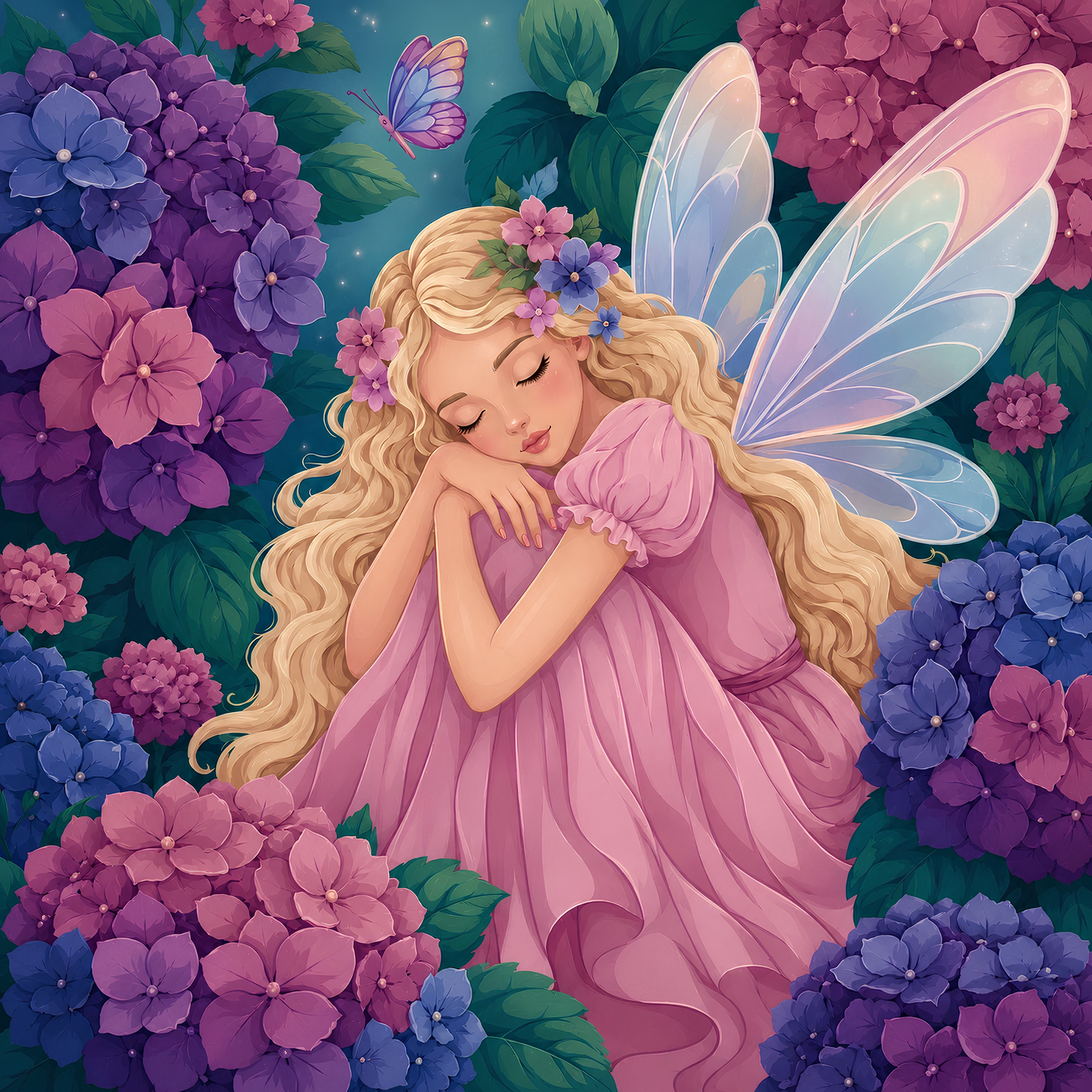 Hydrangea Dream Fairy- Diamond Art Kit (50x50cm, Square Drill)