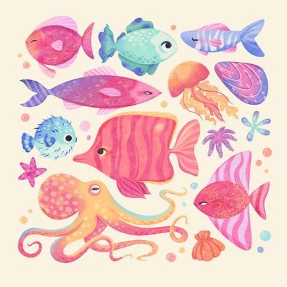 Coral Reef by Daria.illus – Diamond Art Kit (50x50cm, Square Drill)