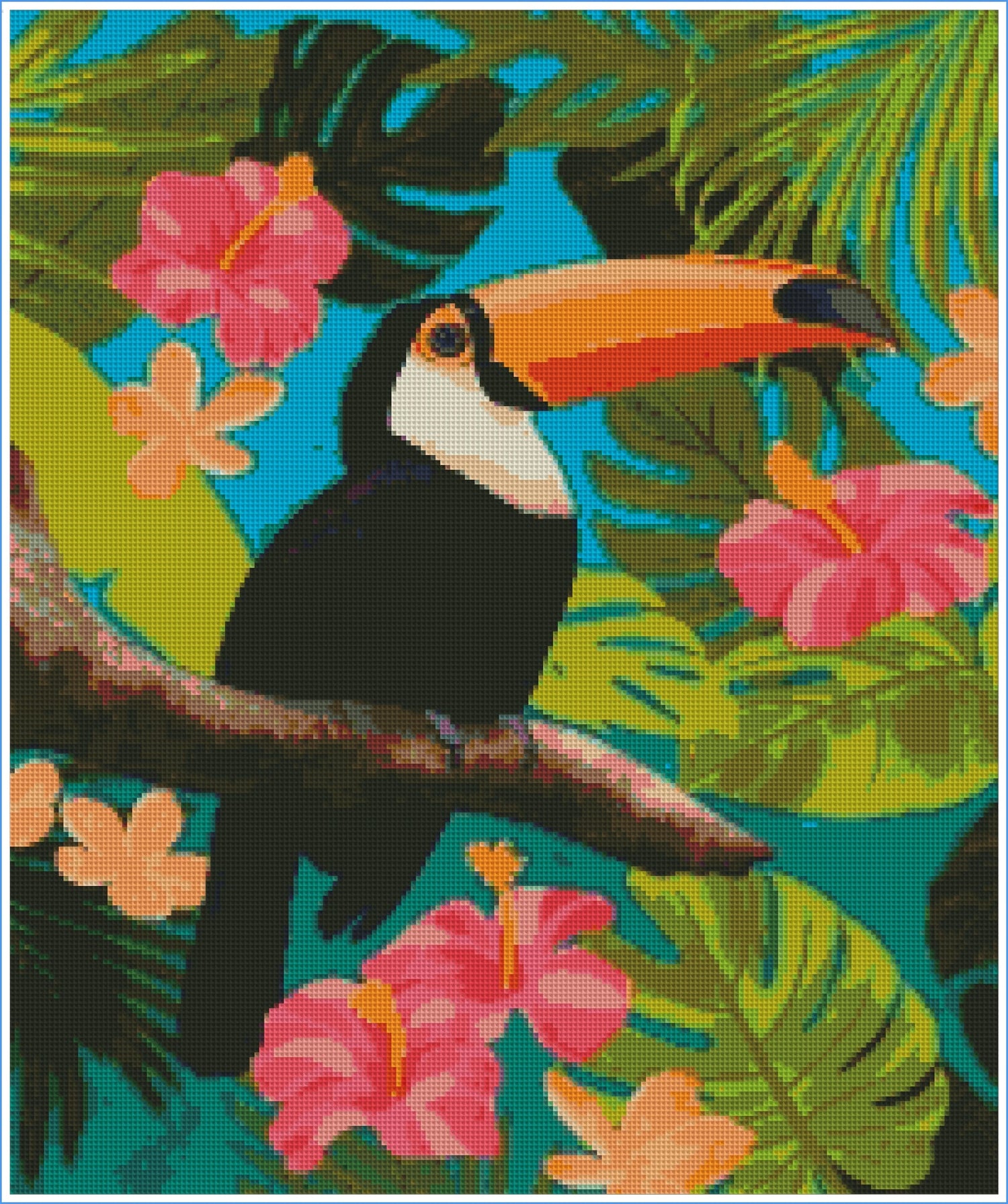 Hibiscus Toucan by Lisa D Art Designs – Diamond Art Kit (50x60cm, Square Drill)