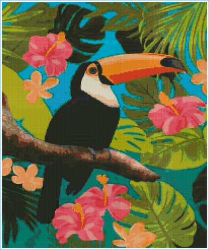 Hibiscus Toucan by Lisa D Art Designs – Diamond Art Kit (50x60cm, Square Drill)