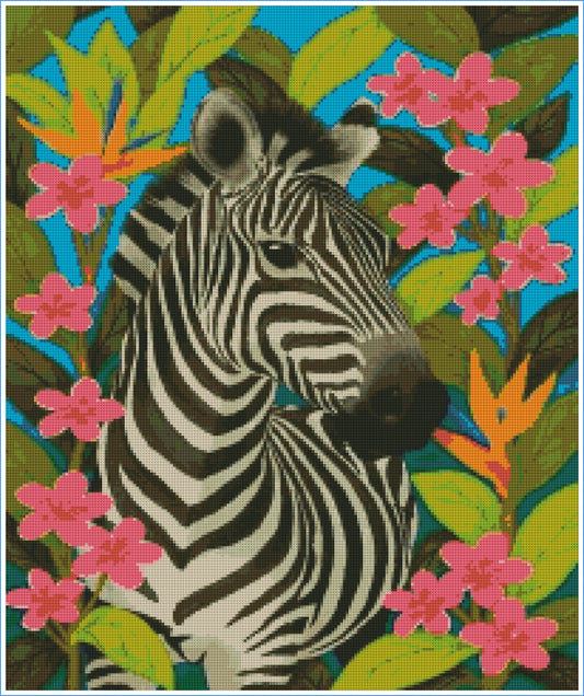 Tropical Zebra Bloom by Lisa D Art Designs – Diamond Art Kit (50x60cm, Square Drill)