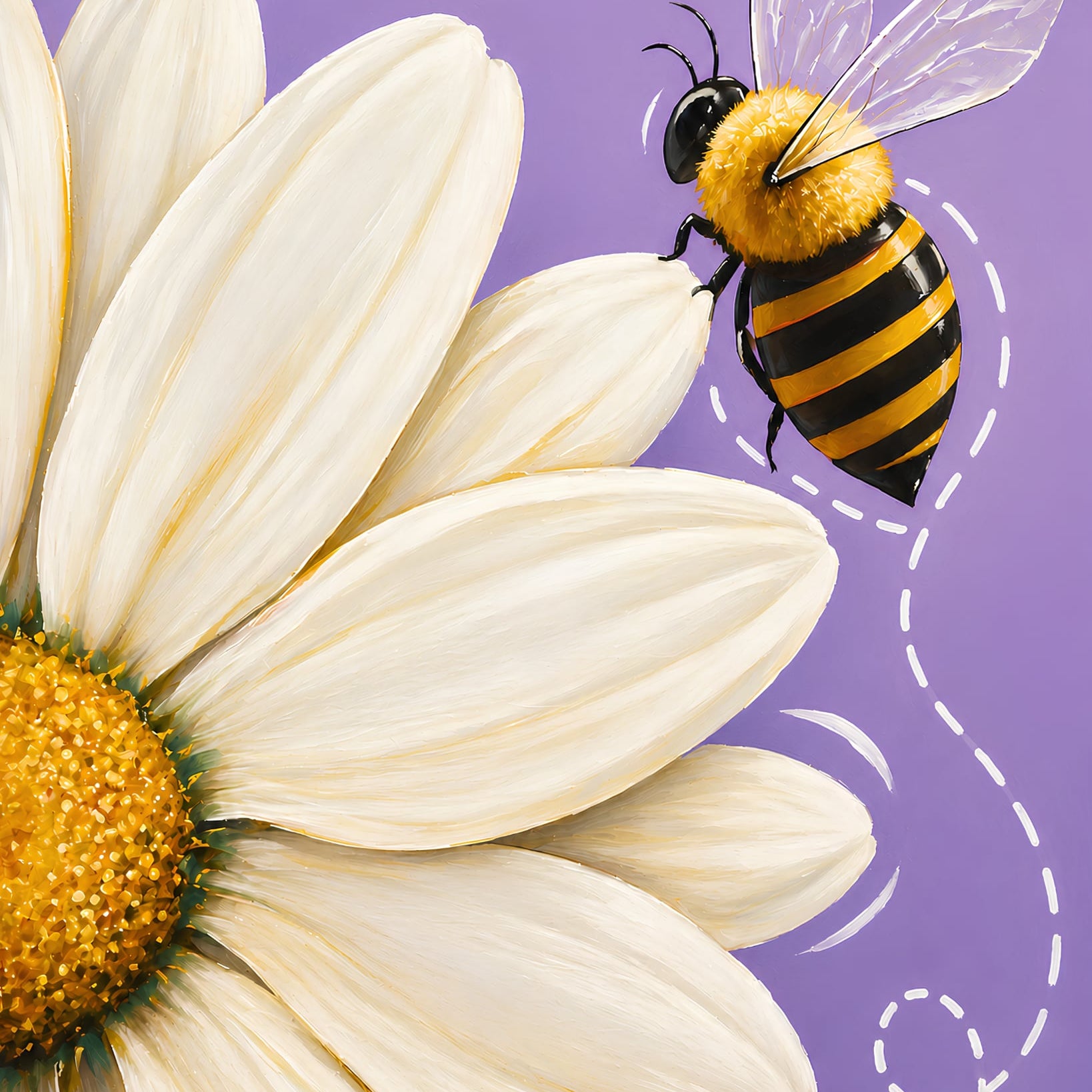 Sunny Daisy Bee- Diamond Art Kit (40x50cm, Round Drill)