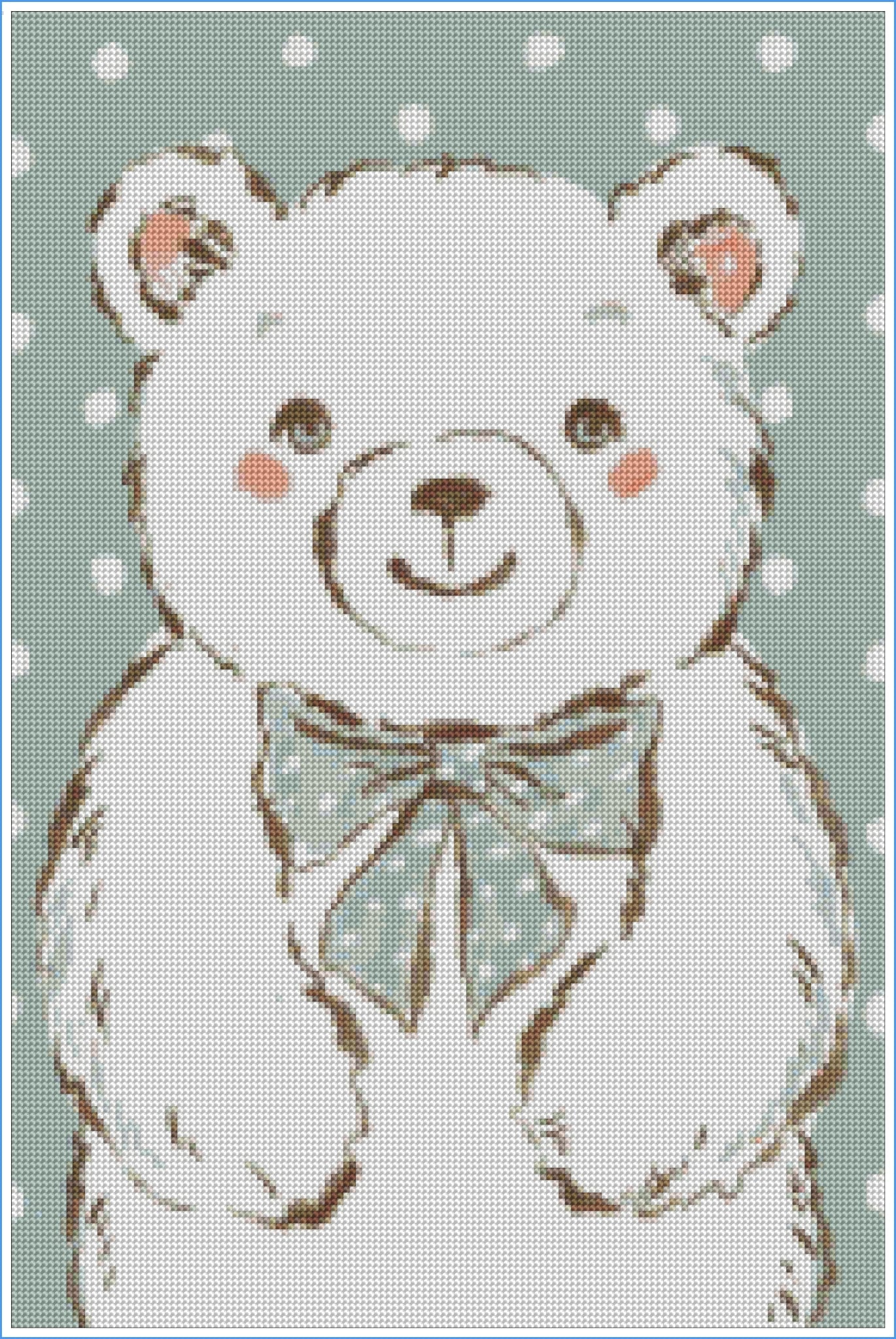 Mint Bow Bear by Hanna Symo- Diamond Art Kit (40x60cm, Round Drill)
