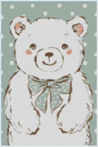 Mint Bow Bear by Hanna Symo- Diamond Art Kit (40x60cm, Round Drill)