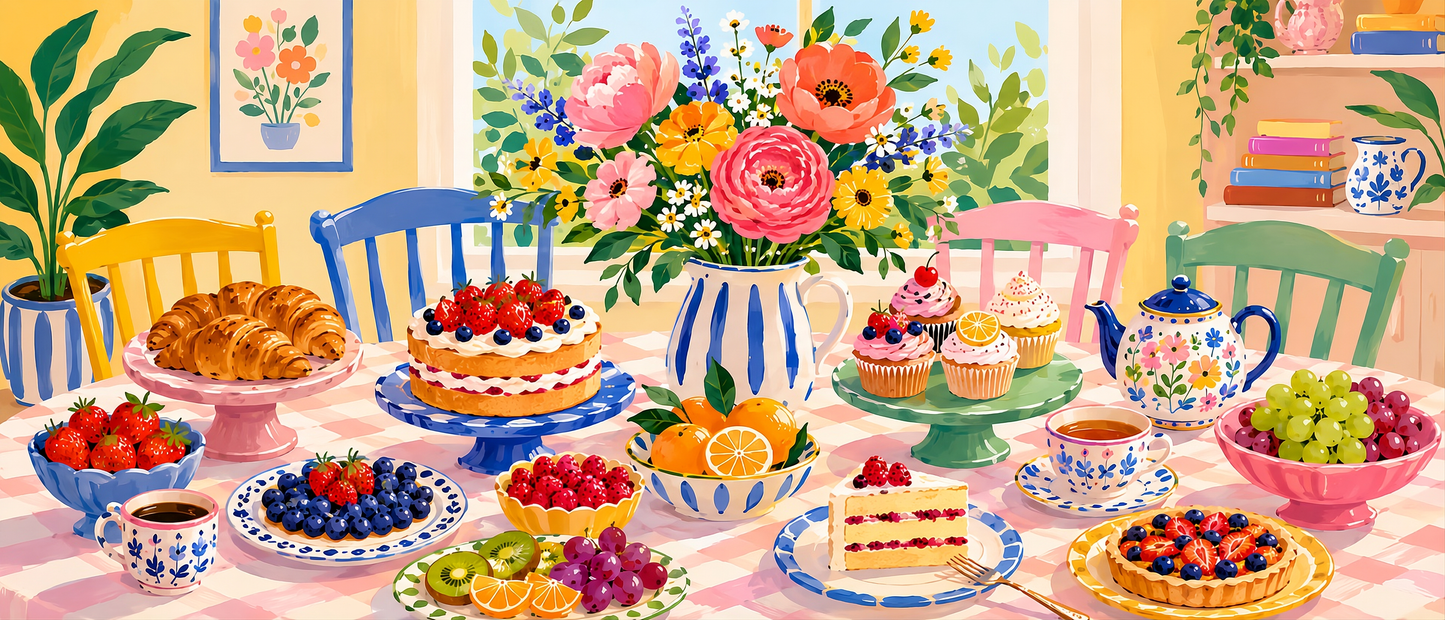 Sunday Brunch in Bloom Extra Wide- Diamond Art Kit (140x60cm, Square Drill)