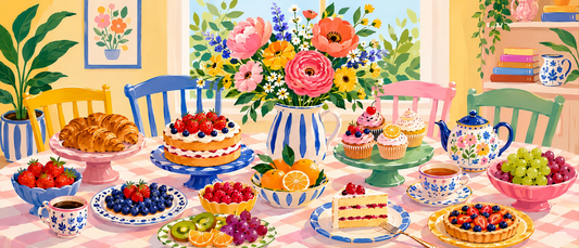 Sunday Brunch in Bloom Extra Wide- Diamond Art Kit (140x60cm, Square Drill)